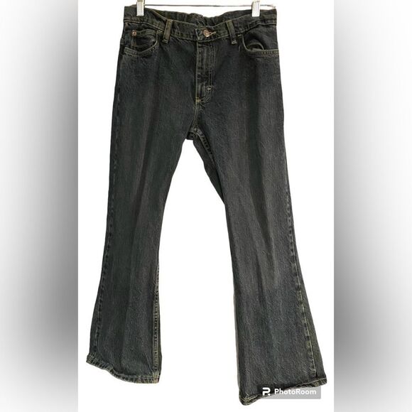 Wrangler Straight Leg Jeans Relaxed Adjustable Waist Dark Wash Denim - Picture 1 of 5